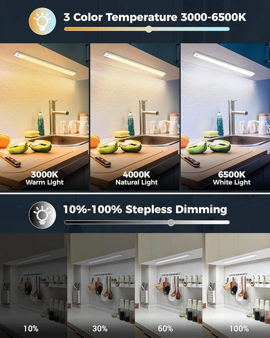 LED Sensor Light, Cabinet Light, Dimmable, USB Rechargeable Cabinet Light with Motion Sensor, Under-Unit Light, Kitchen Sensor Lamp, Night Light for Cabinet, Wardrobe, Stairs, Bathroom, Hallway