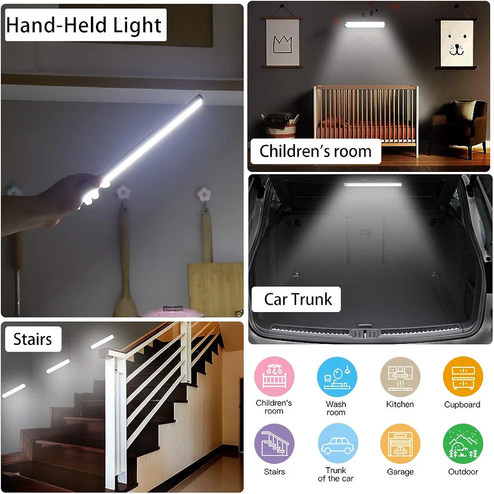 LED Sensor Light, Cabinet Light, Dimmable, USB Rechargeable Cabinet Light with Motion Sensor, Under-Unit Light, Kitchen Sensor Lamp, Night Light for Cabinet, Wardrobe, Stairs, Bathroom, Hallway